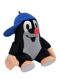 Stuffed Animal The Little Mole with Blue Baseball Cap Sitting 31 cm, Black / Blue Stuffed Animal - Pintado & Lacado