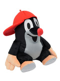 Stuffed Animal The Little Mole with Red Baseball Cap Sitting 31 cm, Black / Red Stuffed Animal - Pintado & Lacado