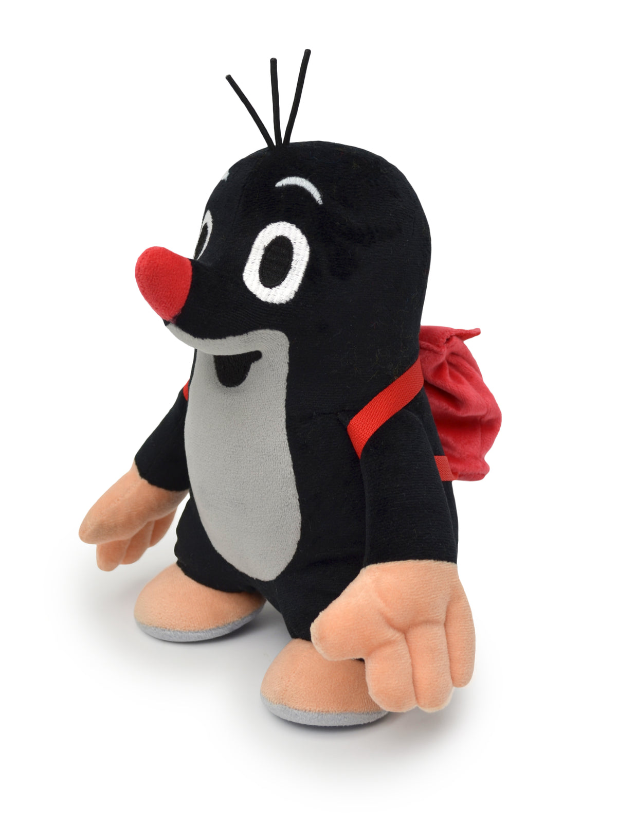 Stuffed Animal The Little Mole with Backpack 21 cm, Black / Red Stuffed Animal - Pintado & Lacado