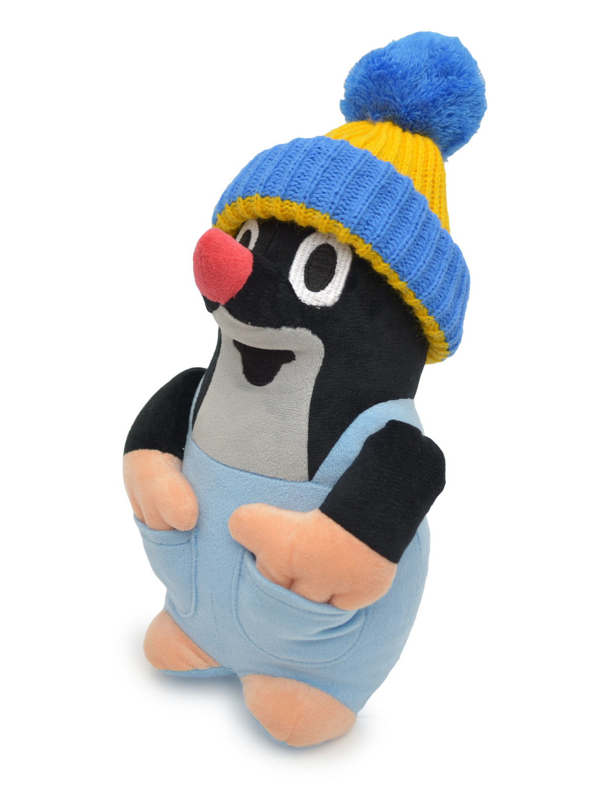 Stuffed Animal The Little Mole with Pants and Blue Beanie 28 cm, Black / Blue Stuffed Animal - Pintado & Lacado
