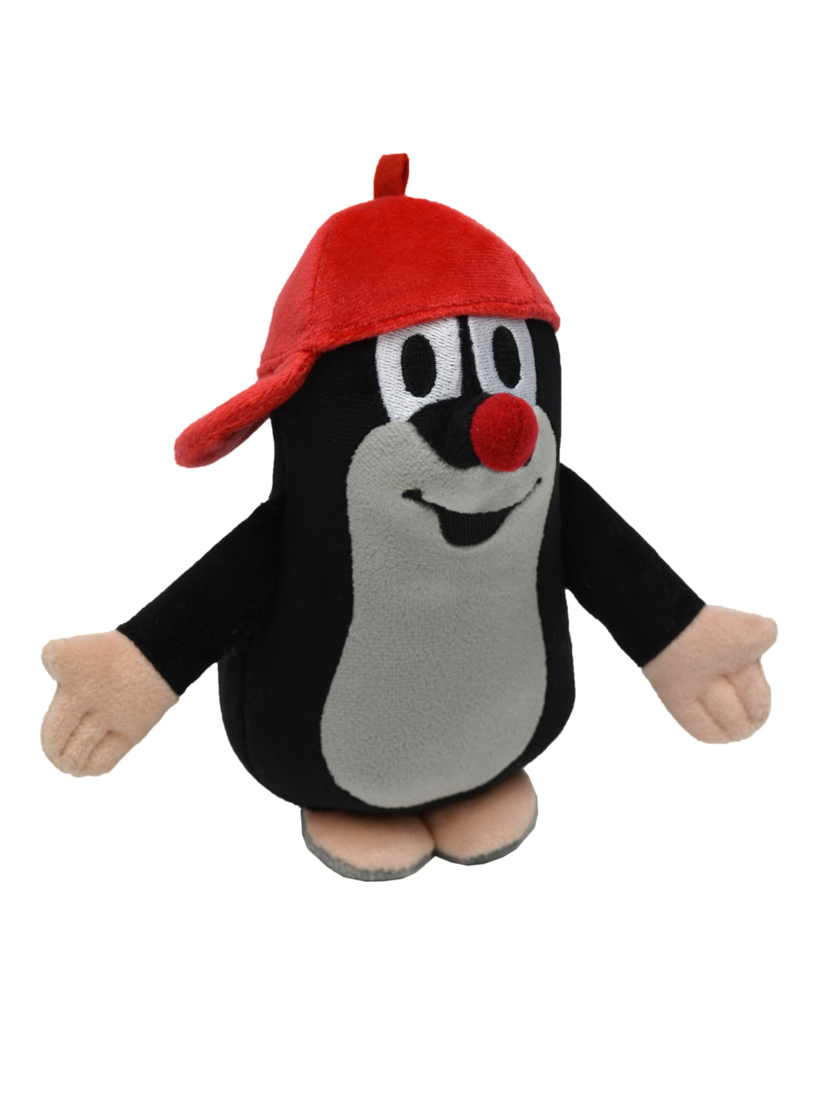 Stuffed Animal The Little Mole with Red Baseball Cap 16 cm, Black / Red Stuffed Animal - Pintado & Lacado