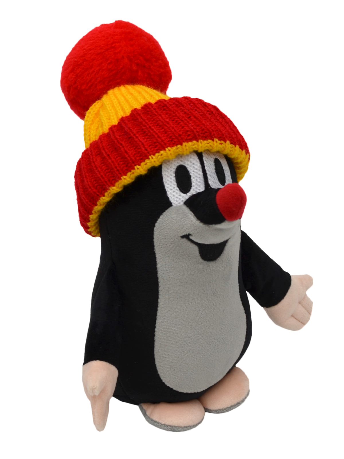 Stuffed Animal The Little Mole with Red Beanie 25 cm, Black / Red Stuffed Animal - Pintado & Lacado