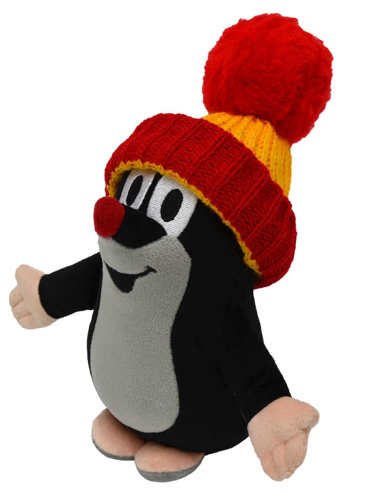 Stuffed Animal The Little Mole with Red Beanie 20 cm, Black / Red Stuffed Animal - Pintado & Lacado