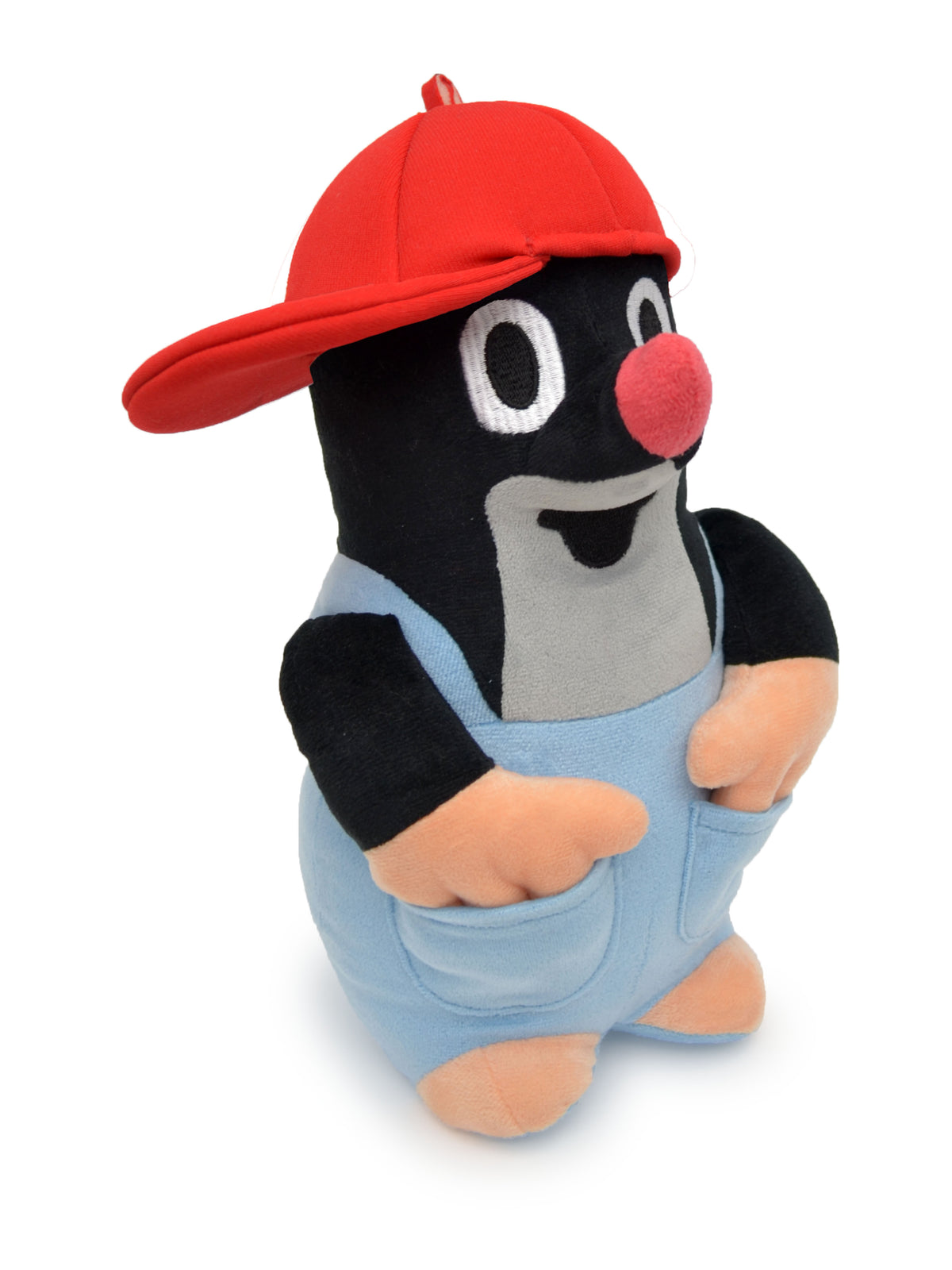 Stuffed Animal The Little Mole with Pants and Red Baseball Cap 26 cm, Black / Red Stuffed Animal - Pintado & Lacado