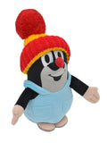 Stuffed Animal The Little Mole with Pants and Red Beanie 20 cm, Black / Red Stuffed Animal - Pintado & Lacado