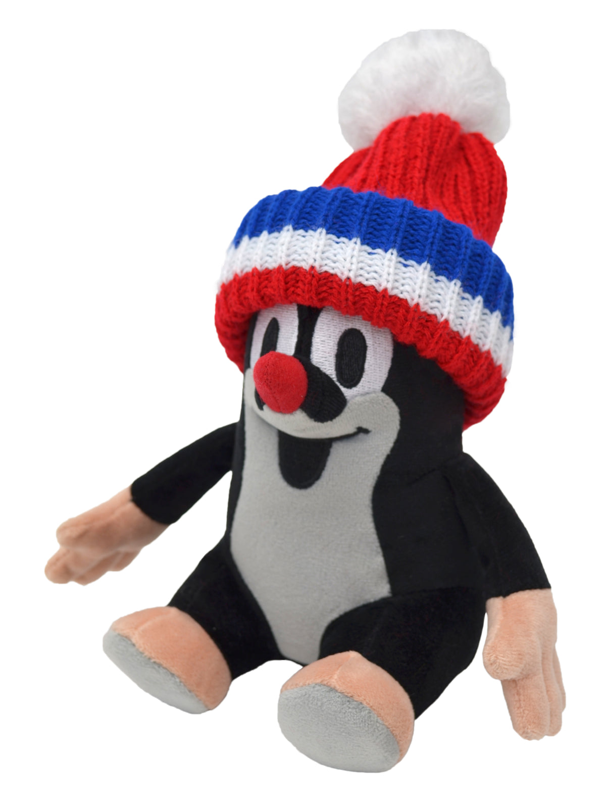 Stuffed Animal The Little Mole with Blue/Red Beanie Sitting 20 cm, Multicolour Stuffed Animal - Pintado & Lacado
