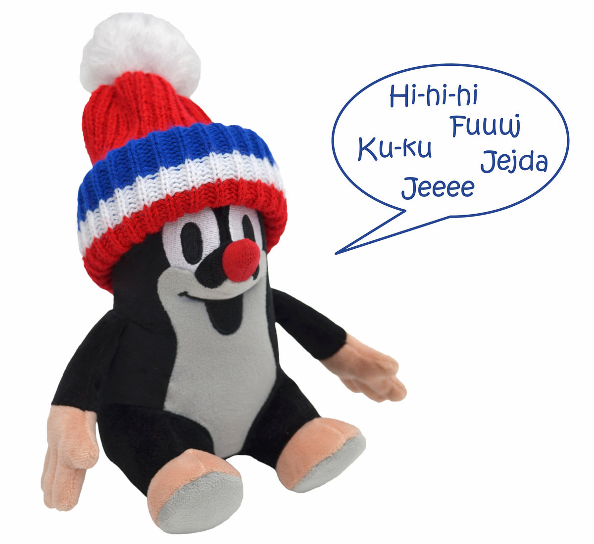 Stuffed Animal The Little Mole with Red/Blue Beanie 20 cm, Multicolour Stuffed Animal - Pintado & Lacado