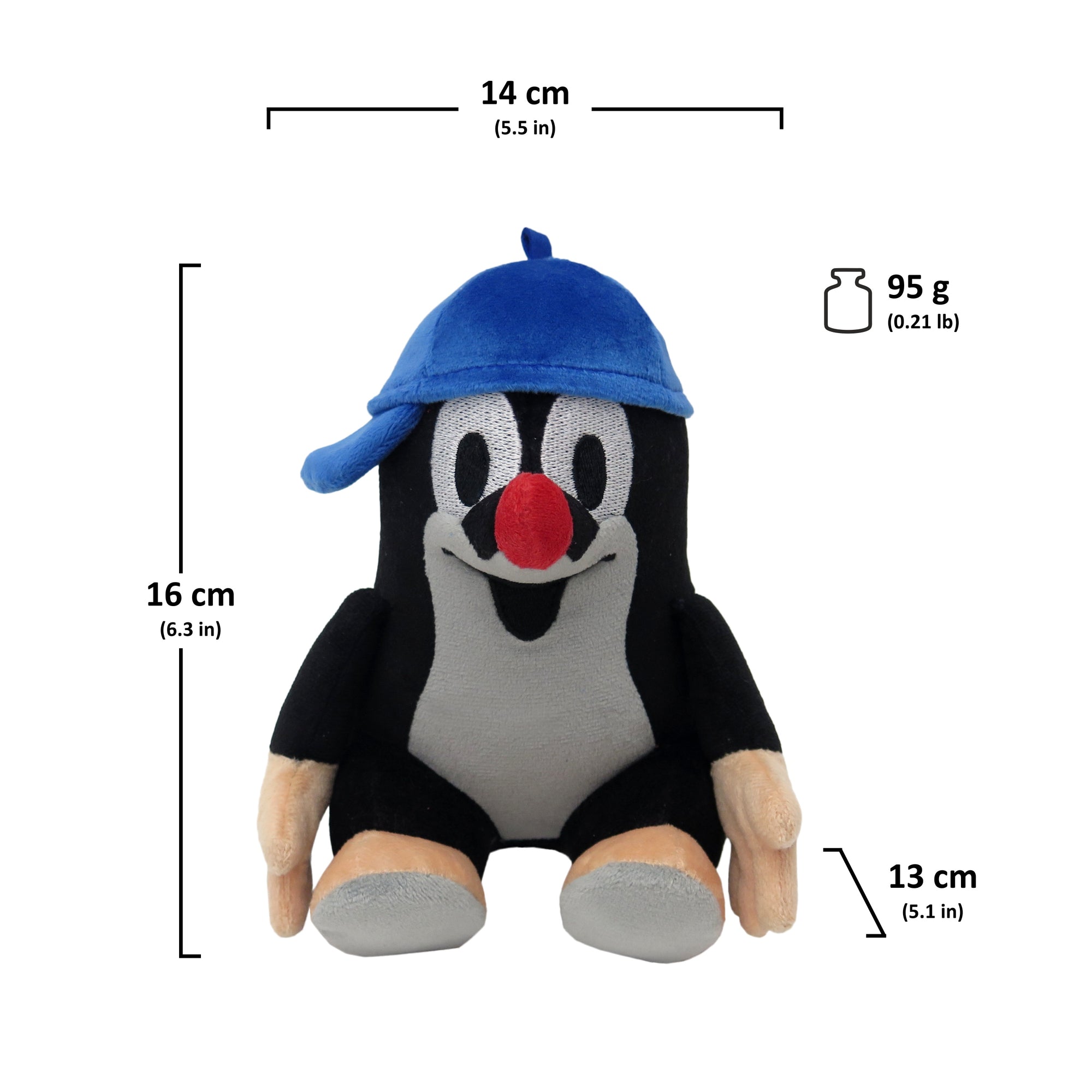 Kuscheltier Der kleine Maulwurf mit blauer Baseballmütze sitzt 16 cm, 48920E
