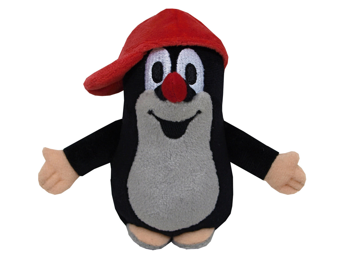 Stuffed Animal The Little Mole with Blue Baseball Cap 12 cm, Black / Red Stuffed Animal - Pintado & Lacado