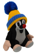 Stuffed Animal The Little Mole with Blue Beanie Sitting 14 cm, Black / Blue Stuffed Animal - Pintado & Lacado