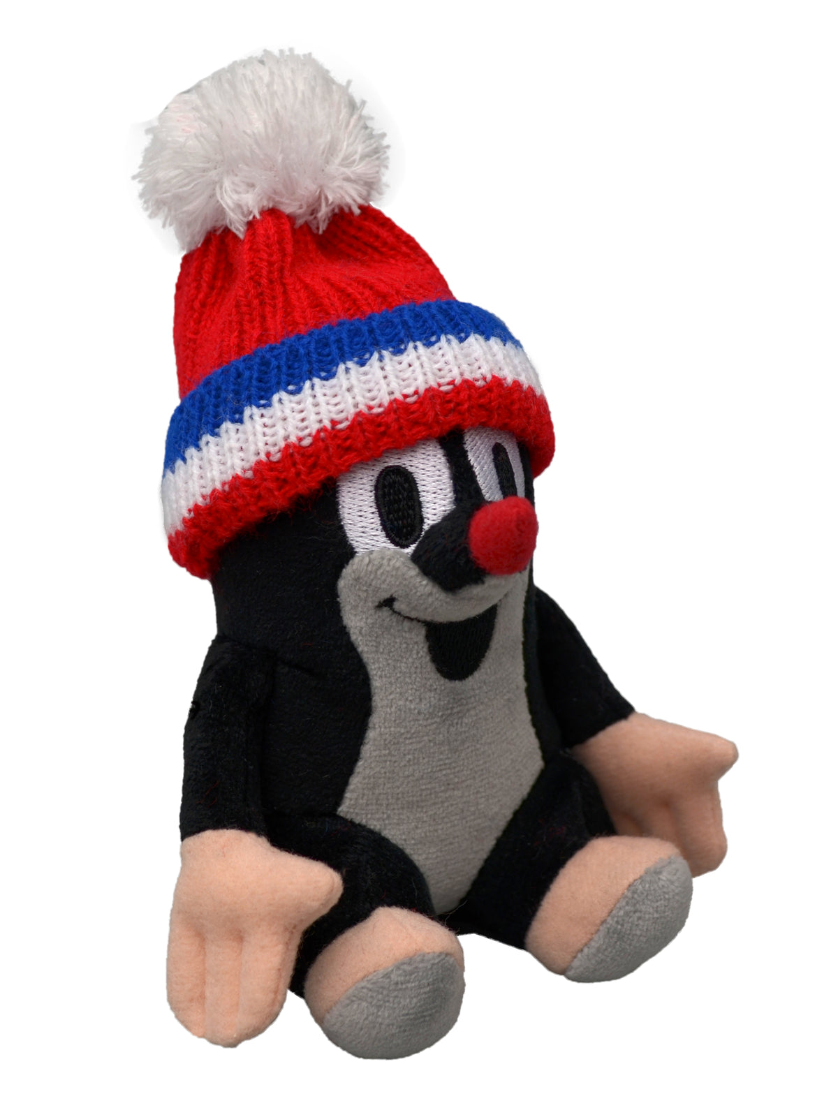 Stuffed Animal The Little Mole with Red/Blue Beanie Sitting 14 cm, Multicolour Stuffed Animal - Pintado & Lacado