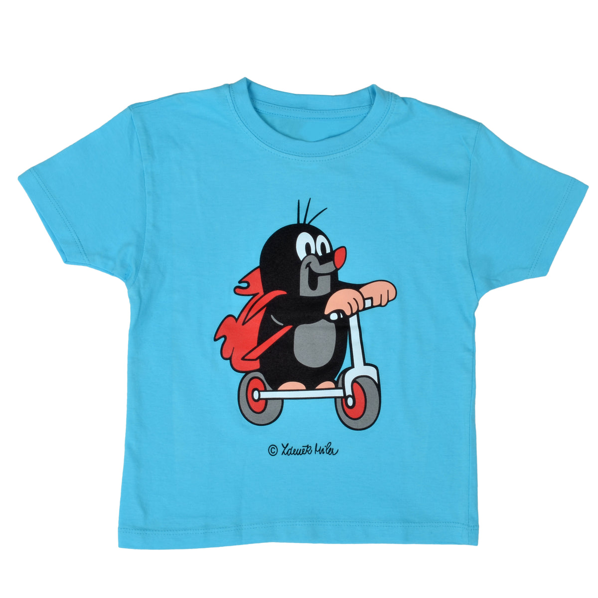 Kids T-Shirt with Short Sleeve The Little Mole and Scooter 106-116, Blue Kids T-Shirt with Short Sleeve - Pintado & Lacado