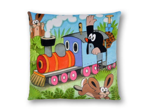 Cushion The Little Mole and Train 30x30, Multicolour Cushion - Pintado & Lacado