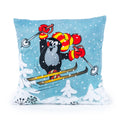 Cushion The Little Mole and Skiing 30x30, Multicolour Cushion - Pintado & Lacado