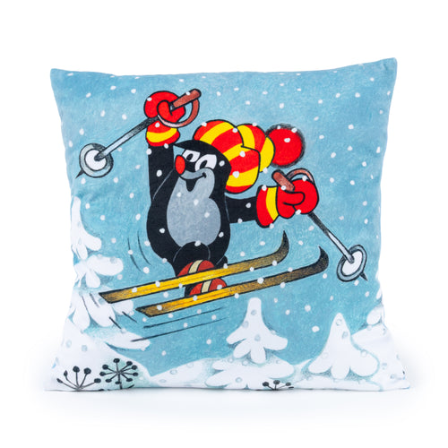Cushion The Little Mole and Skiing 30x30, Multicolour Cushion - Pintado & Lacado