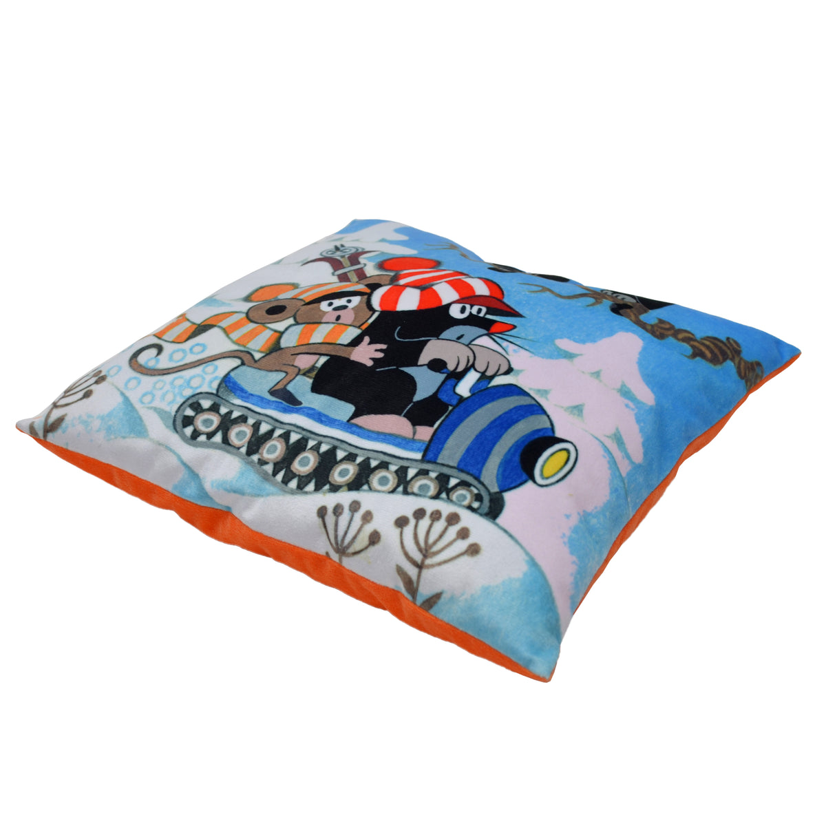 Cushion The Little Mole and Snowmobile 30x30, Multicolour Cushion - Pintado & Lacado