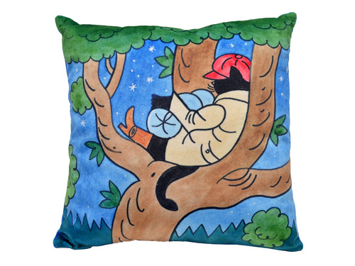 Cushion Puss in Boots and Tree 30x30, Multicolour Cushion - Pintado & Lacado