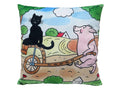 Cushion Puss in Boots and Wheelbarrow 30x30, Multicolour Cushion - Pintado & Lacado