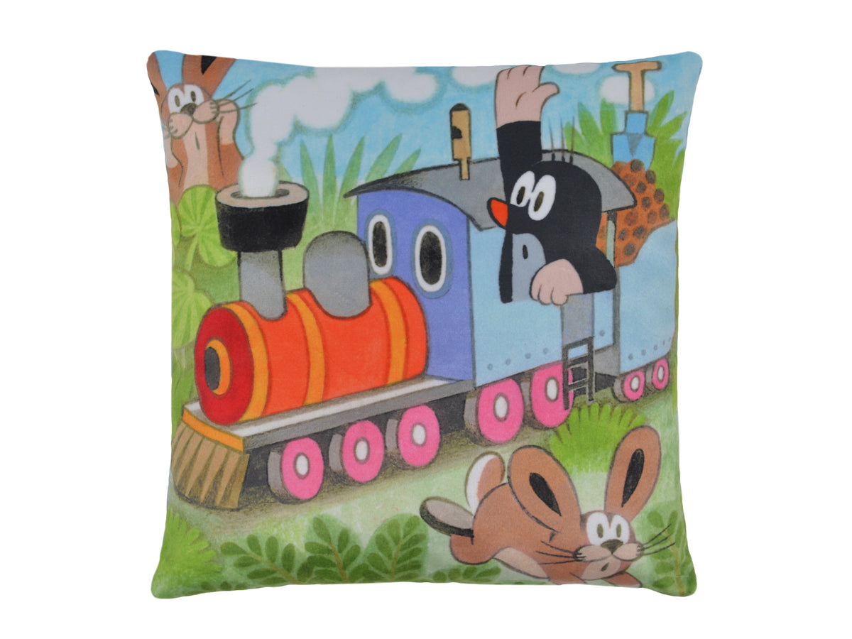 Cushion The Little Mole and Train 25x25, Multicolour Cushion - Pintado & Lacado
