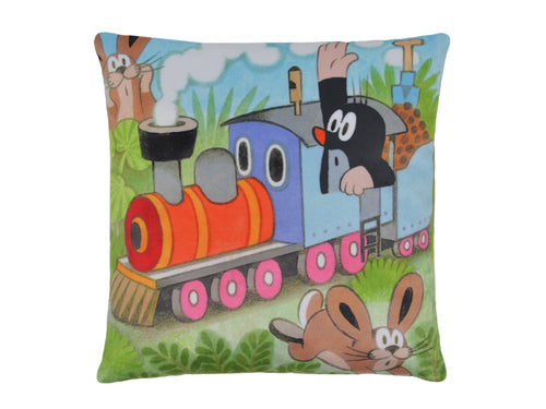 Cushion The Little Mole and Train 25x25, Multicolour Cushion - Pintado & Lacado