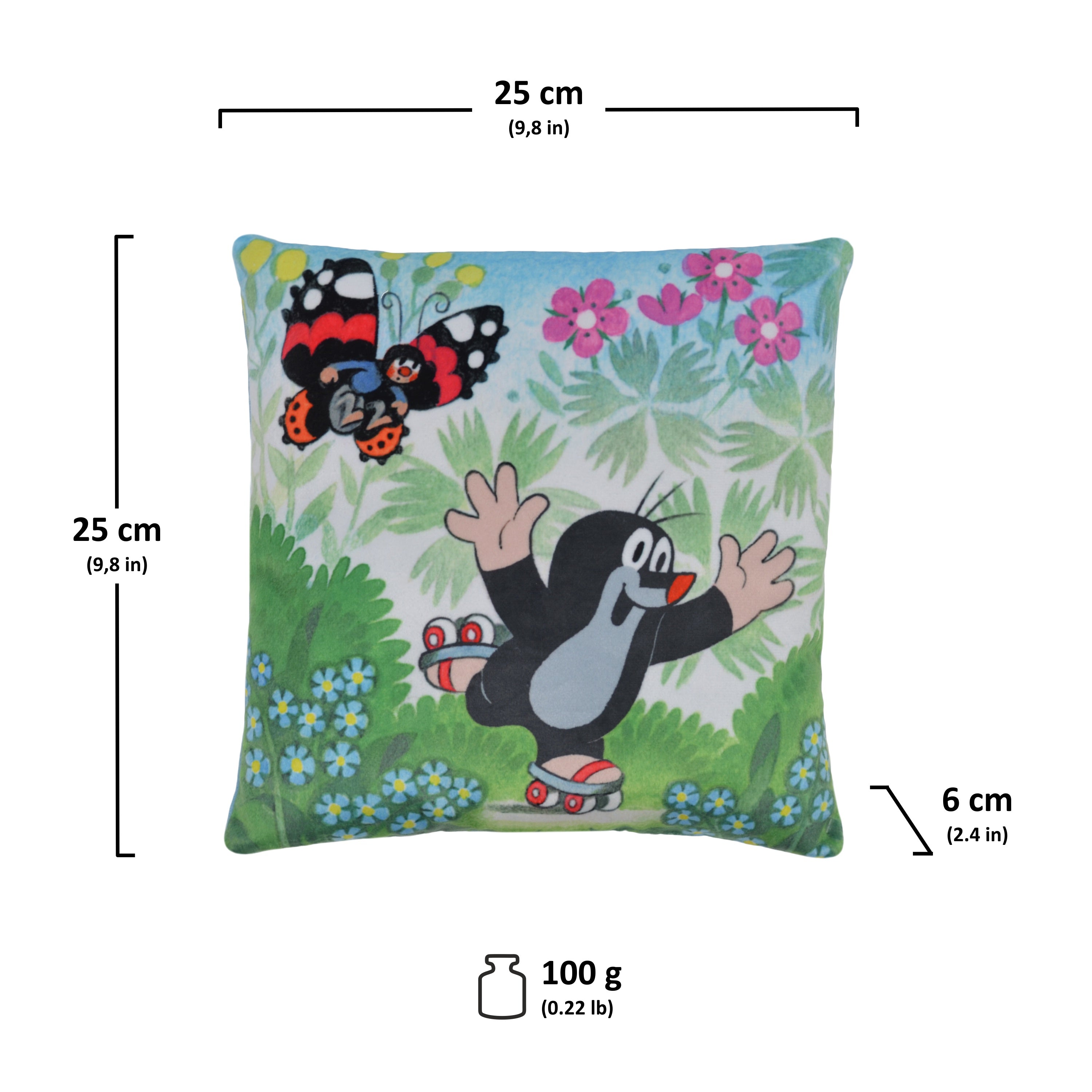 Dekokissen Der Kleine Maulwurf und Rollschuhe 25x25 cm, 99984B