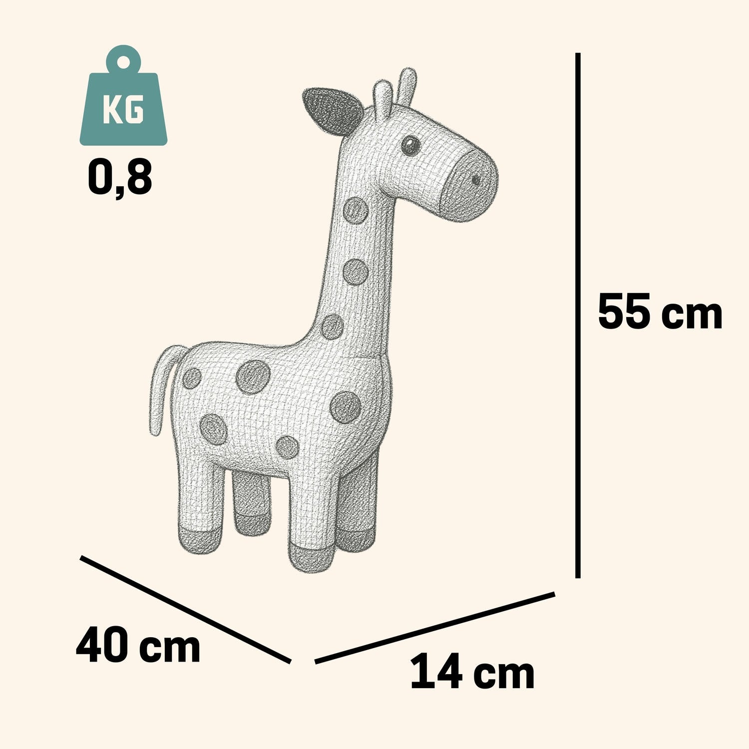 Kuscheltier Häkeltier Giraffe 55 cm Kuscheltier - Pintado & Lacado