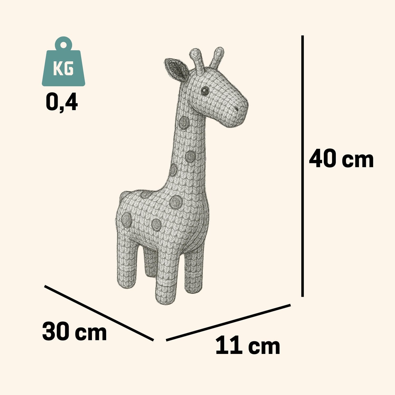 Kuscheltier Häkeltier Giraffe 40 cm Kuscheltier - Pintado & Lacado