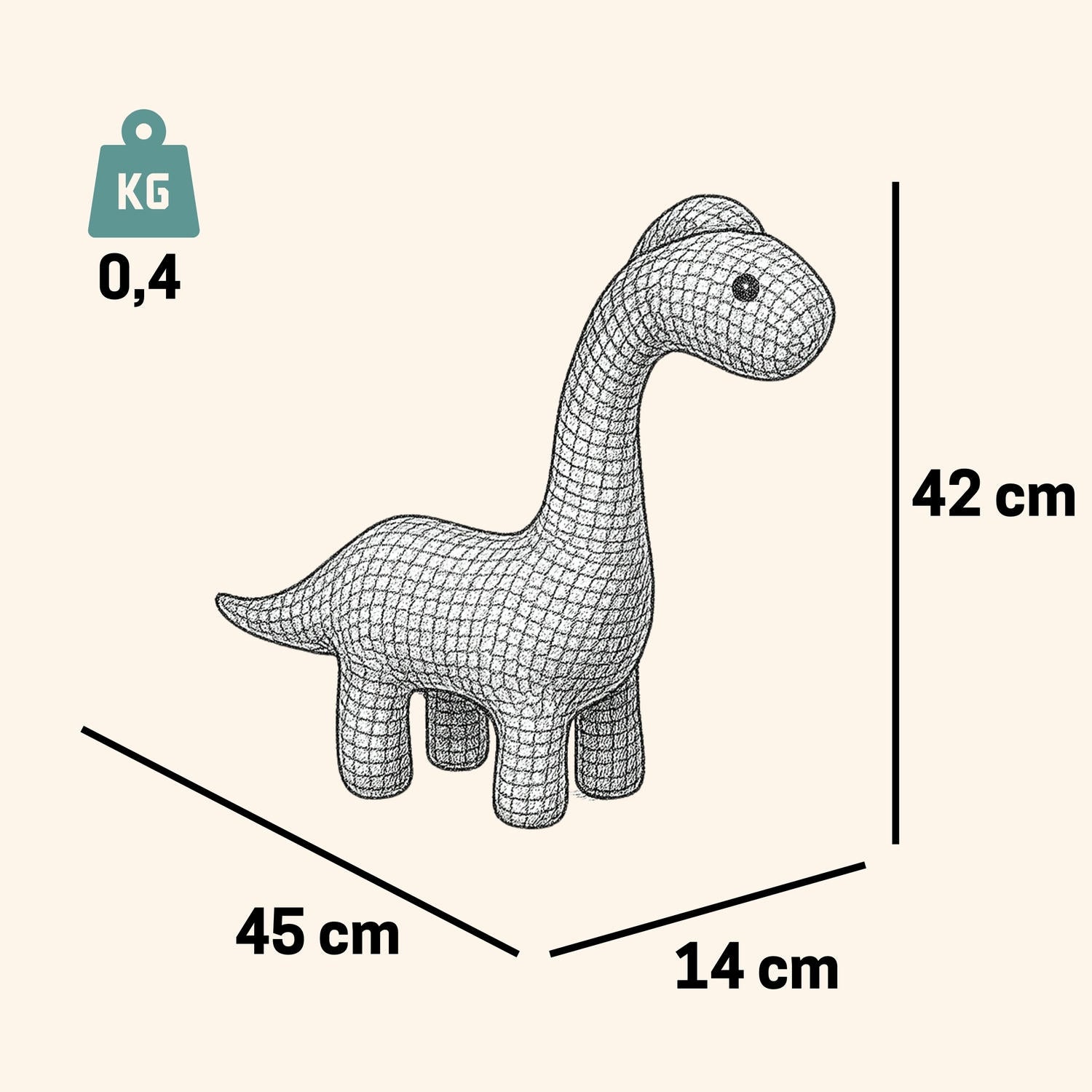 Kuscheltier Häkeltier Dinosaurier 42 cm Kuscheltier - Pintado & Lacado
