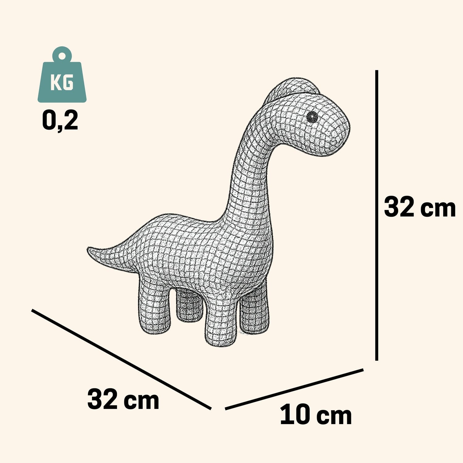 Kuscheltier Häkeltier Dinosaurier 32 cm Kuscheltier - Pintado & Lacado