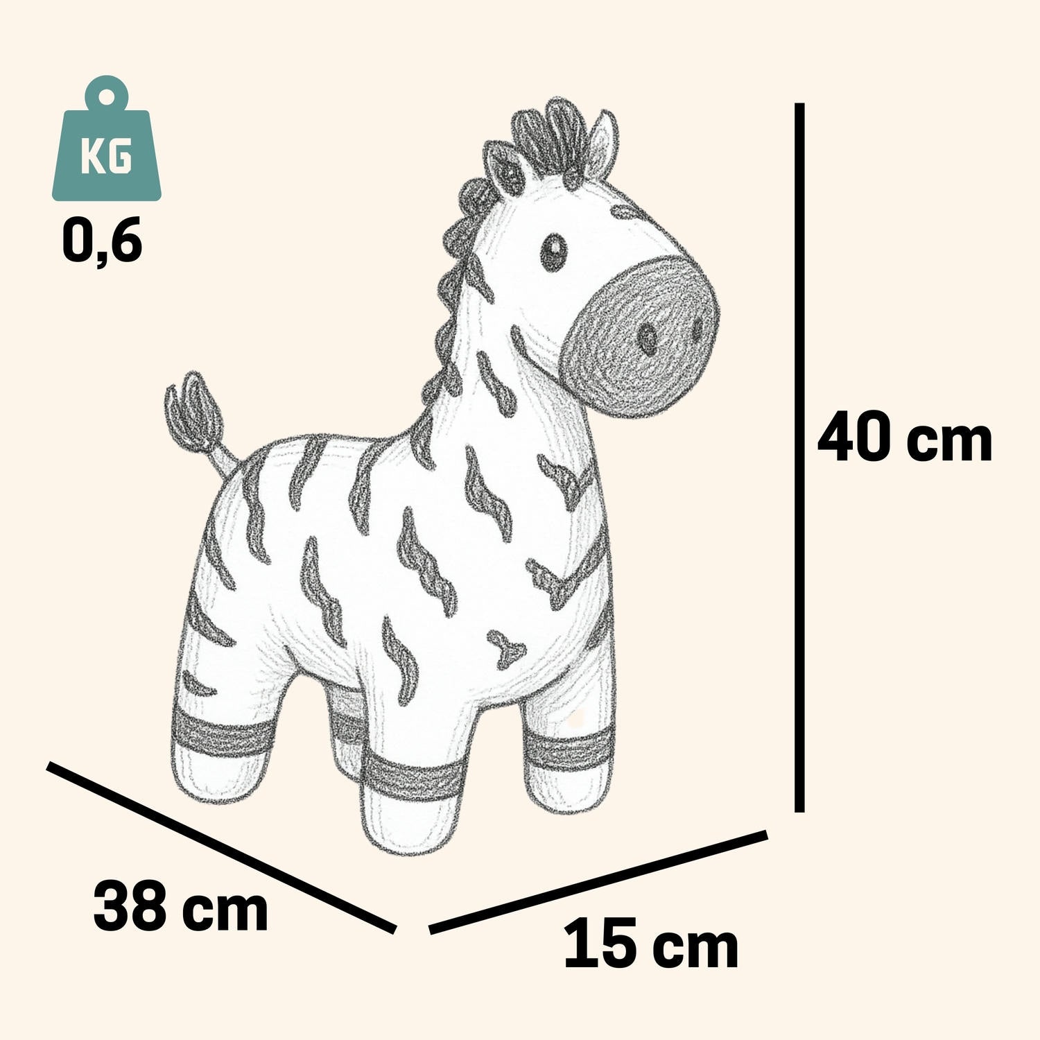 Kuscheltier Häkeltier Zebra 40 cm Kuscheltier - Pintado & Lacado