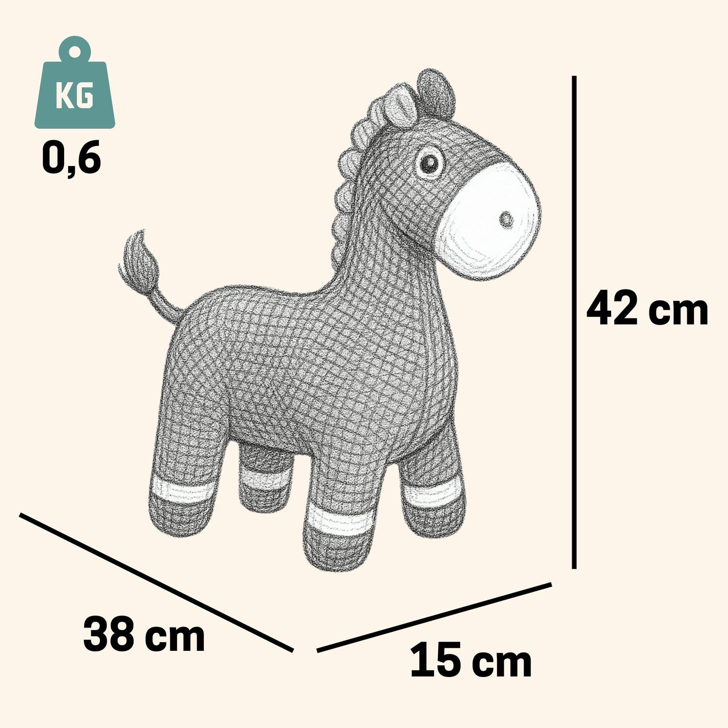 Kuscheltier Häkeltier Pferd 42 cm Kuscheltier - Pintado & Lacado