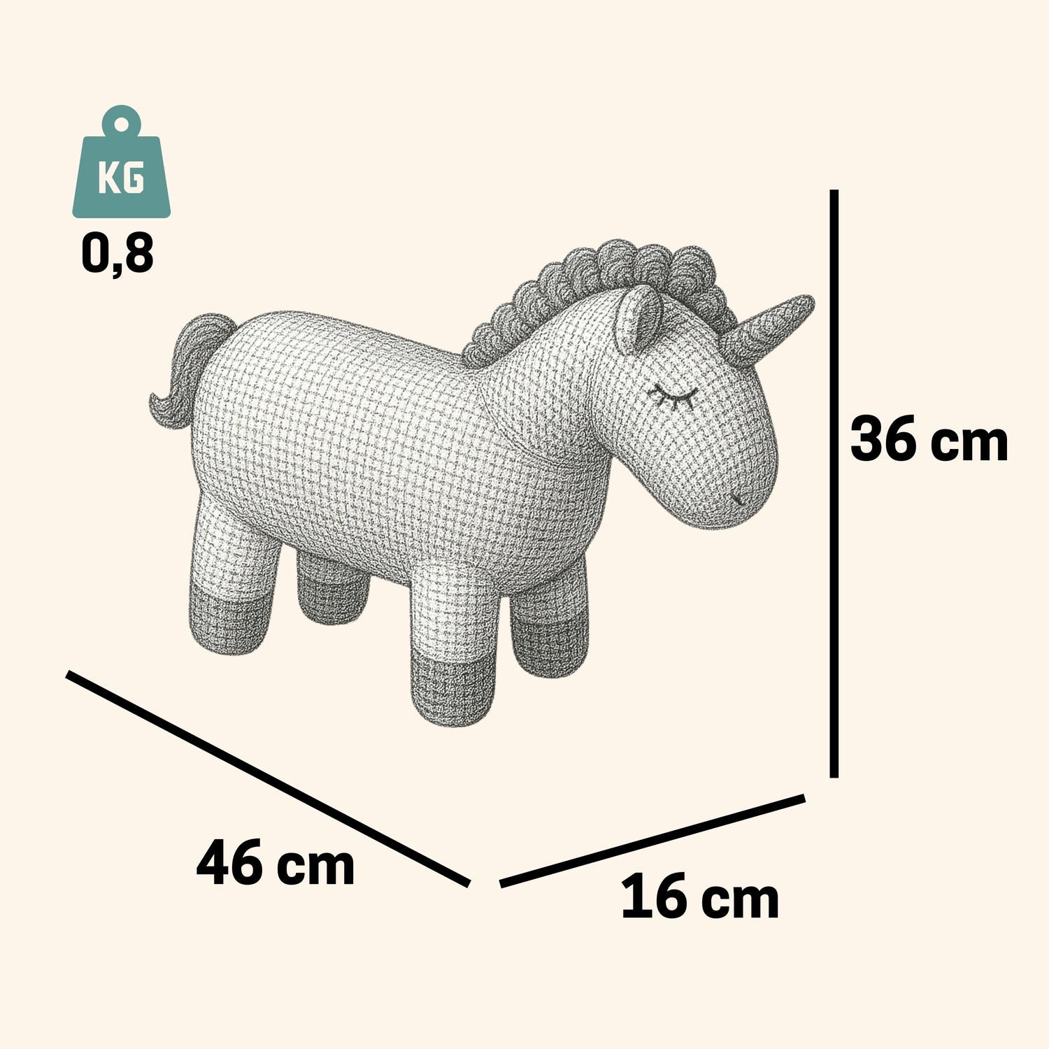 Kuscheltier Häkeltier Einhorn 46 cm Kuscheltier - Pintado & Lacado