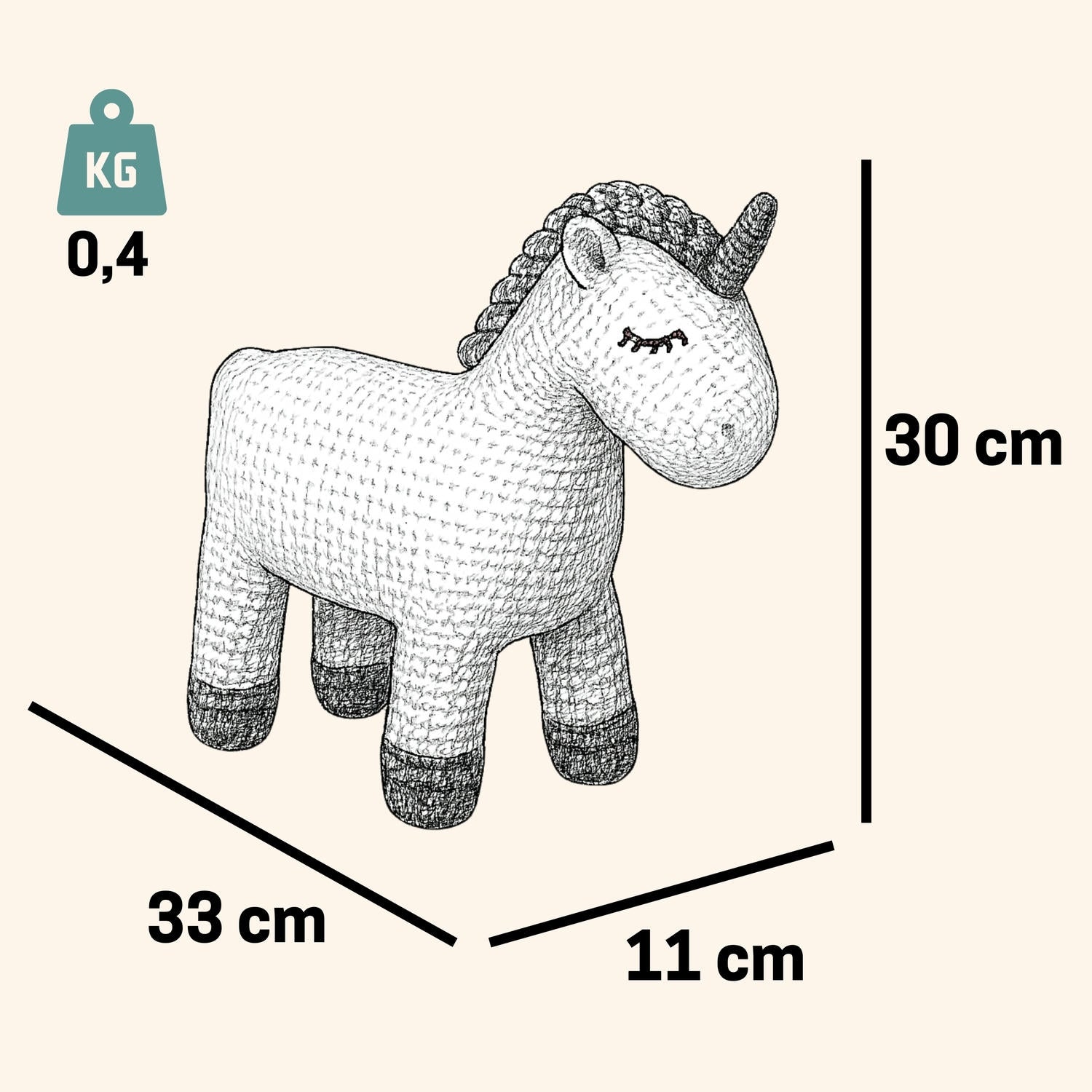 Kuscheltier Häkeltier Einhorn 30 cm Kuscheltier - Pintado & Lacado