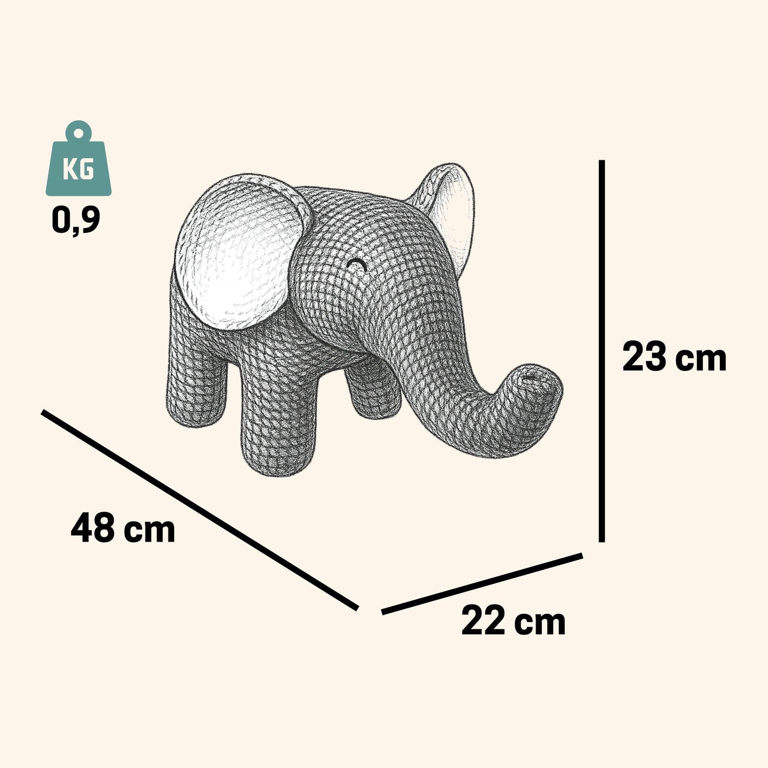 Kuscheltier Häkeltier Elefant 48 cm Kuscheltier - Pintado & Lacado