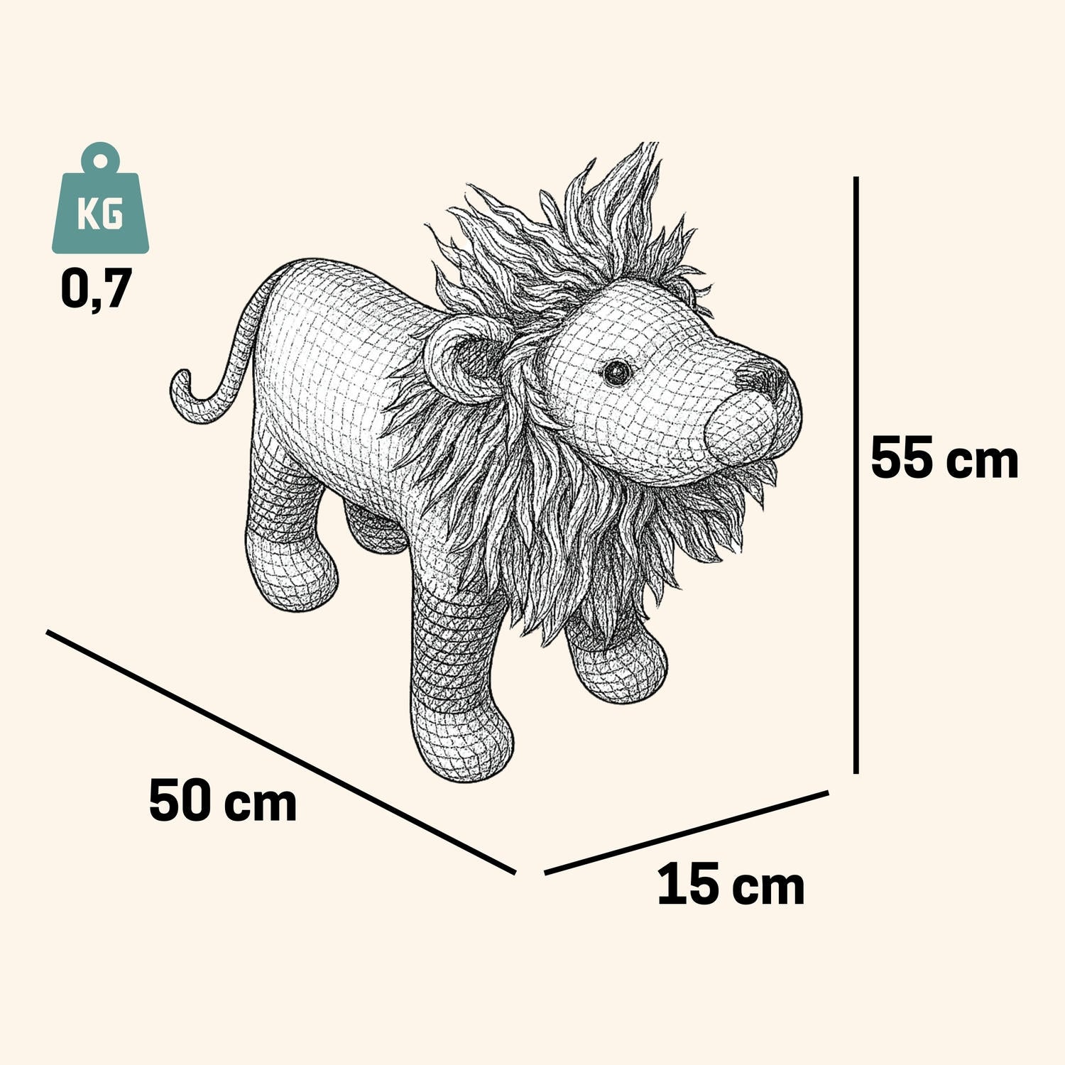 Kuscheltier Häkeltier Löwe 55 cm Kuscheltier - Pintado & Lacado